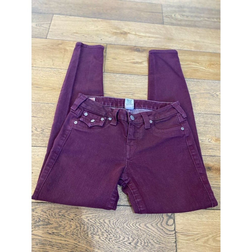 True Religion Serena Maroon Glitter Skinny Jeans - Picture 8 of 12